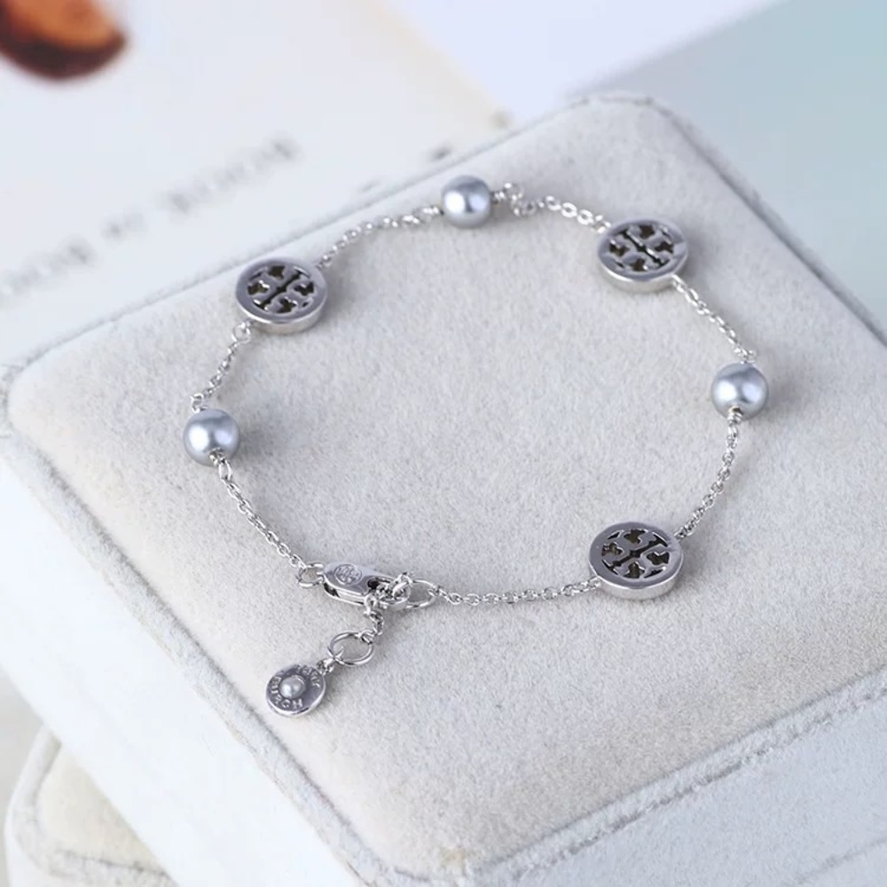 Tory Burch Silver Gemstones Circle Bracelet - Picture 5 of 8